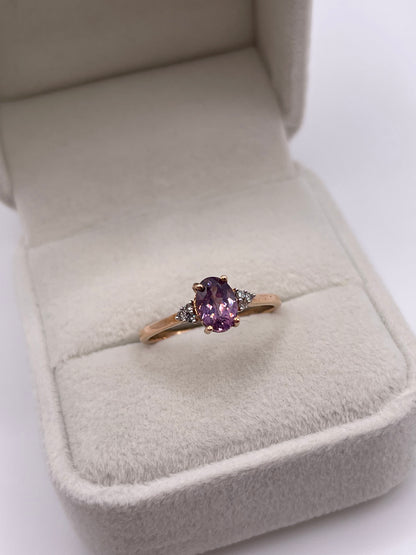 9ct rose gold quartz and diamond ring