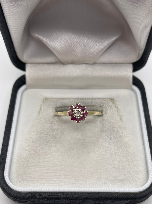 9ct gold ruby and diamond ring
