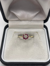 Load image into Gallery viewer, 9ct gold ruby and diamond ring
