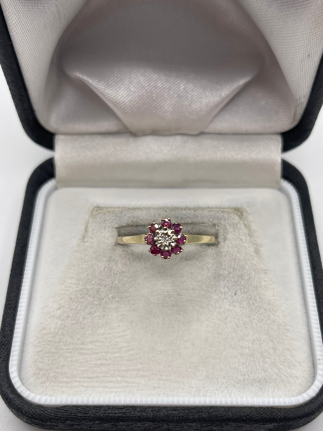 9ct gold ruby and diamond ring