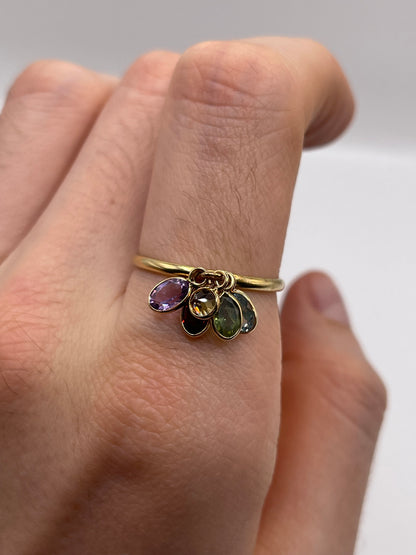 9ct gold multi gemstone charm ring