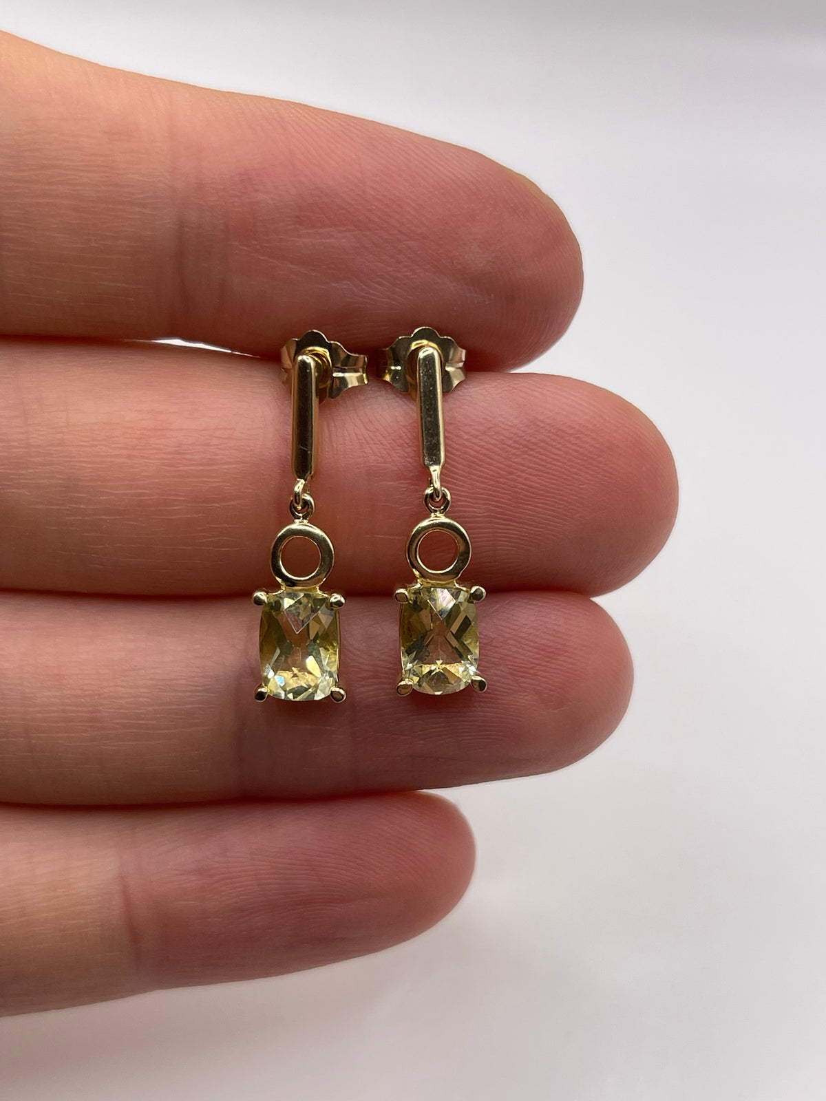 9ct gold lemon quartz earrings