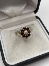 Load image into Gallery viewer, 9ct gold garnet and pearl ring
