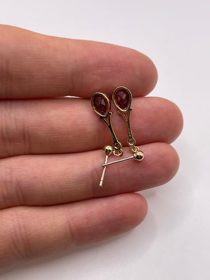 9ct gold garnet and pearl earrings