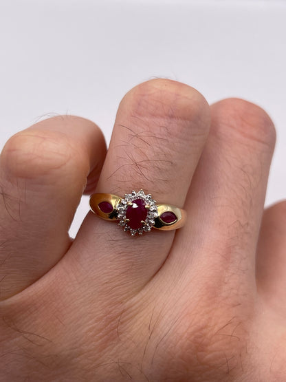 9ct gold ruby and diamond ring