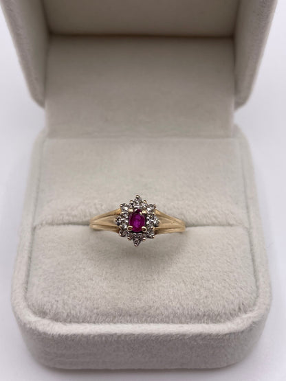 9ct gold ruby and diamond ring