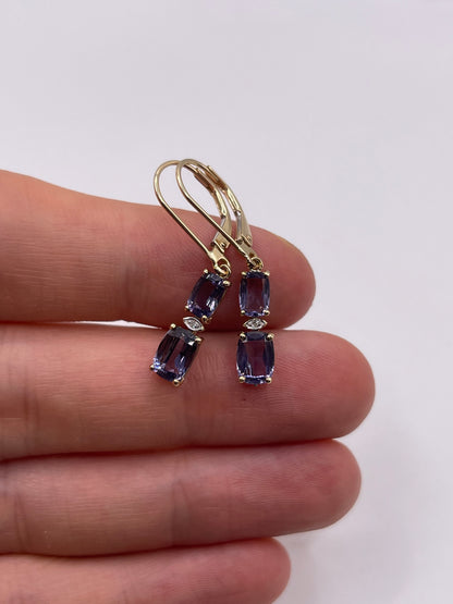 9ct gold iolite and diamond earrings