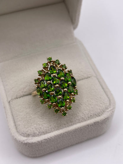 9ct gold diopside cluster ring
