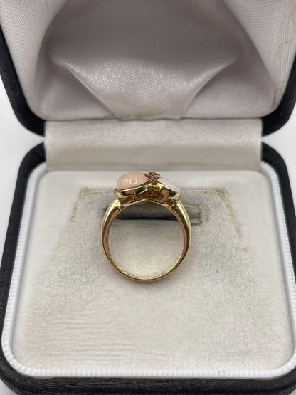 9ct gold opal and tourmaline ring