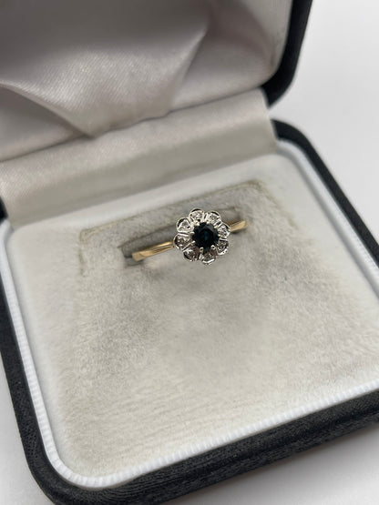 9ct gold sapphire and diamond ring