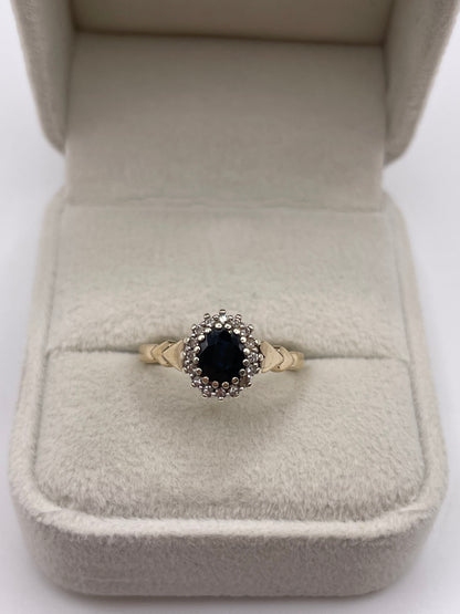 9ct gold sapphire and diamond ring