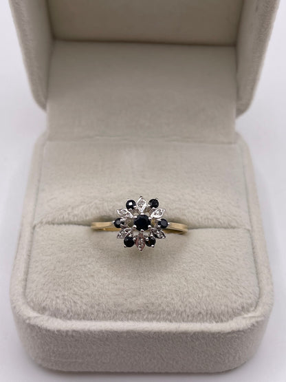 9ct gold sapphire and diamond ring