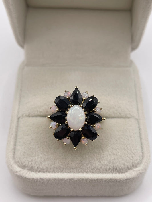 9ct gold opal and sapphire ring
