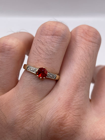 9ct gold spinel and diamond ring