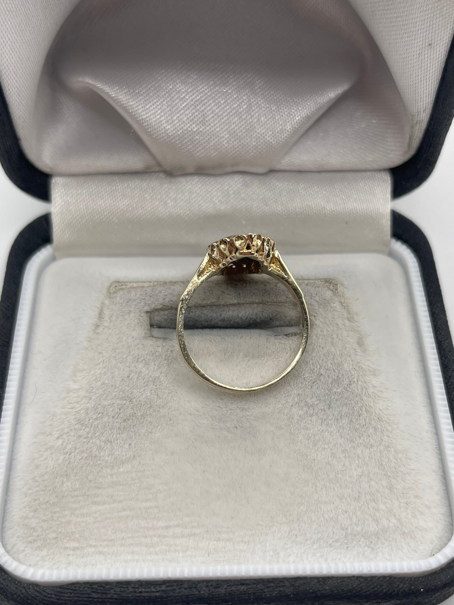9ct gold sapphire cluster navette ring
