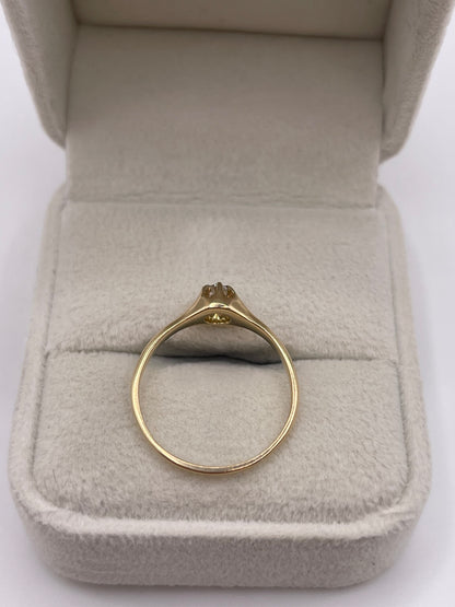 9ct gold old cut diamond gypsy ring