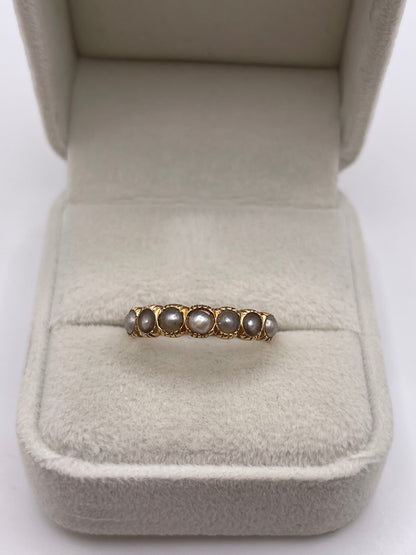 Antique 15ct rose gold pearl ring