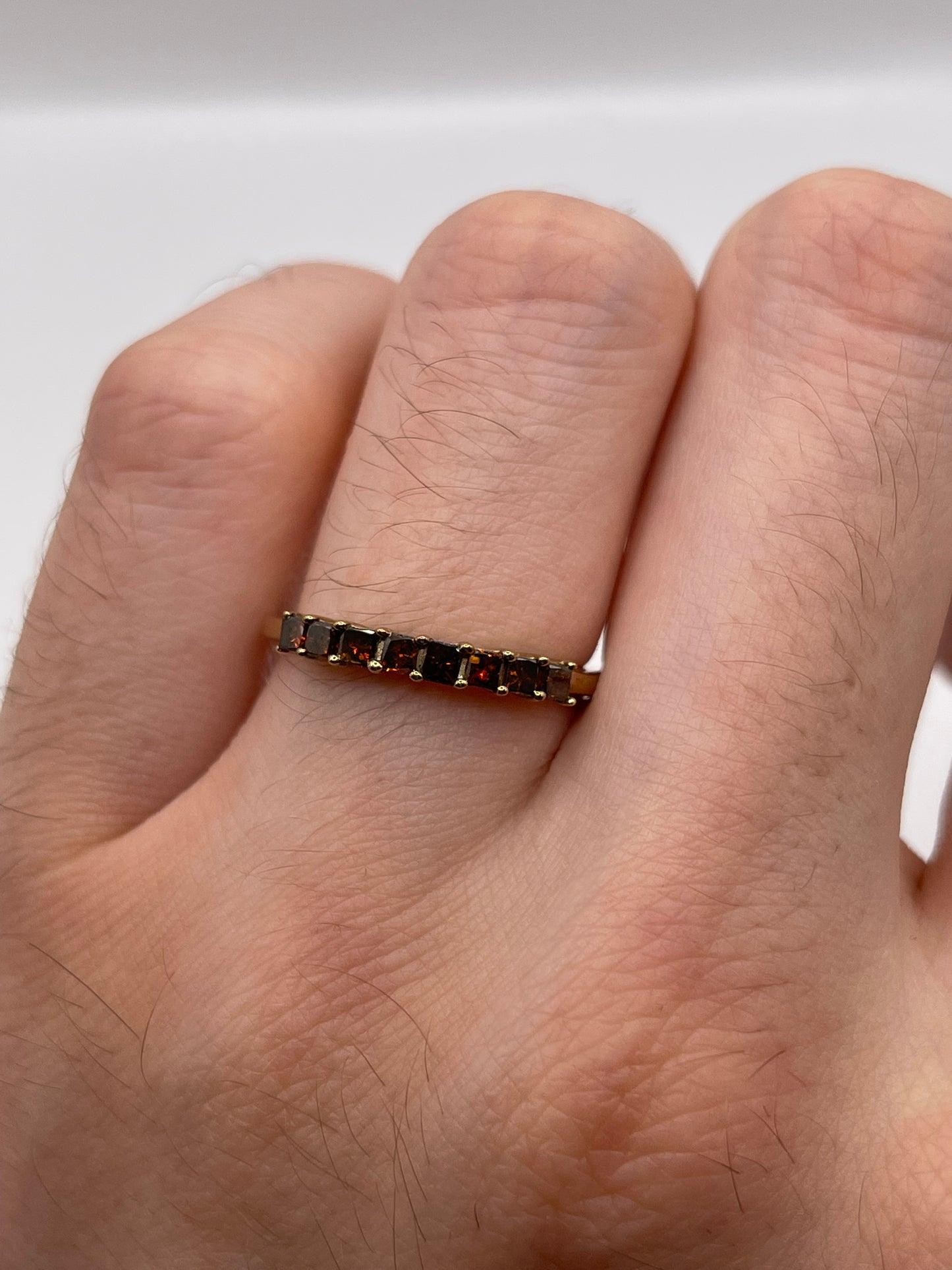 9ct gold red diamond ring