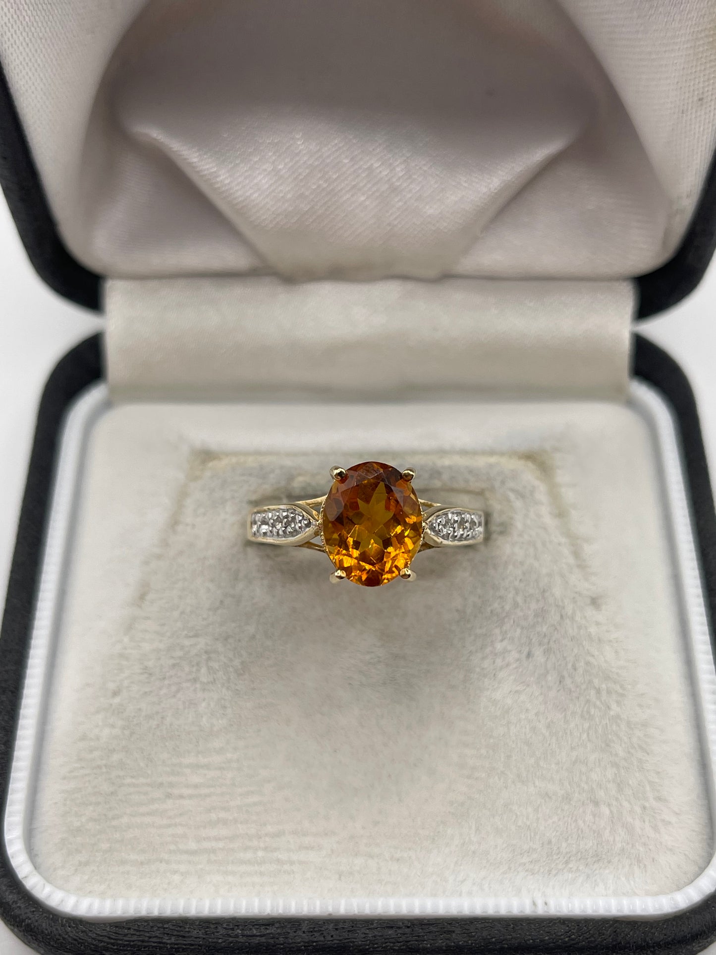 9ct gold citrine and zircon ring