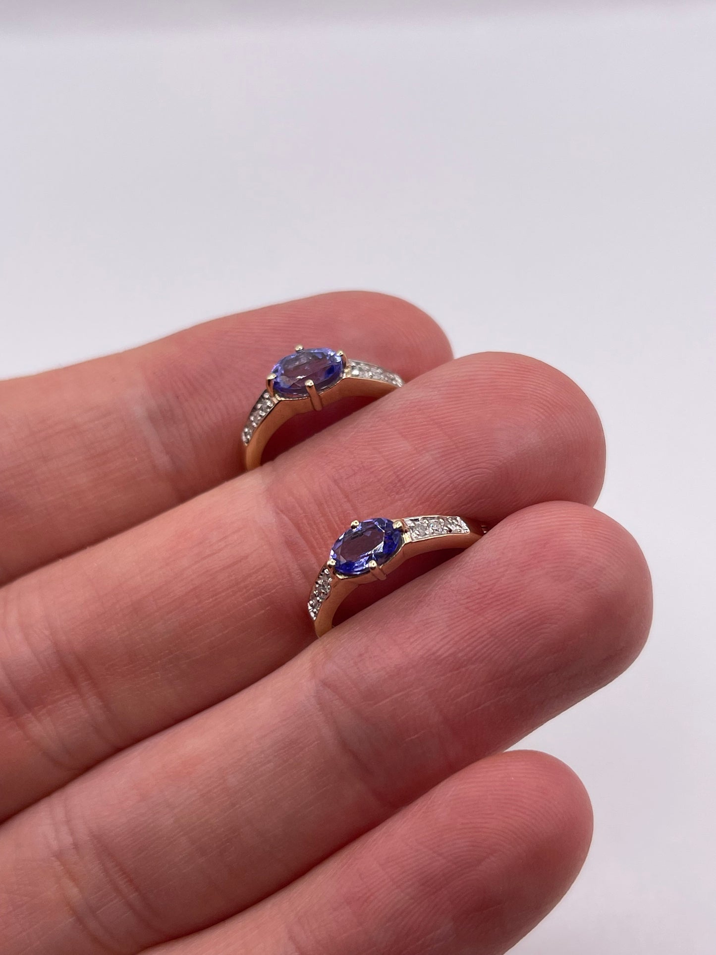 9ct gold tanzanite and diamond earrings