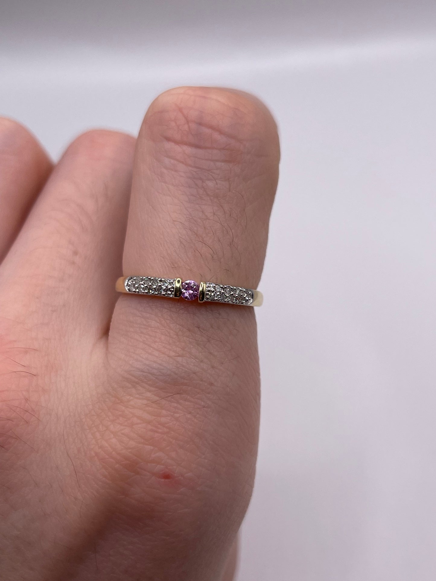 9ct gold pink sapphire and diamond ring