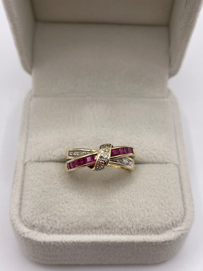 9ct gold ruby and diamond ring