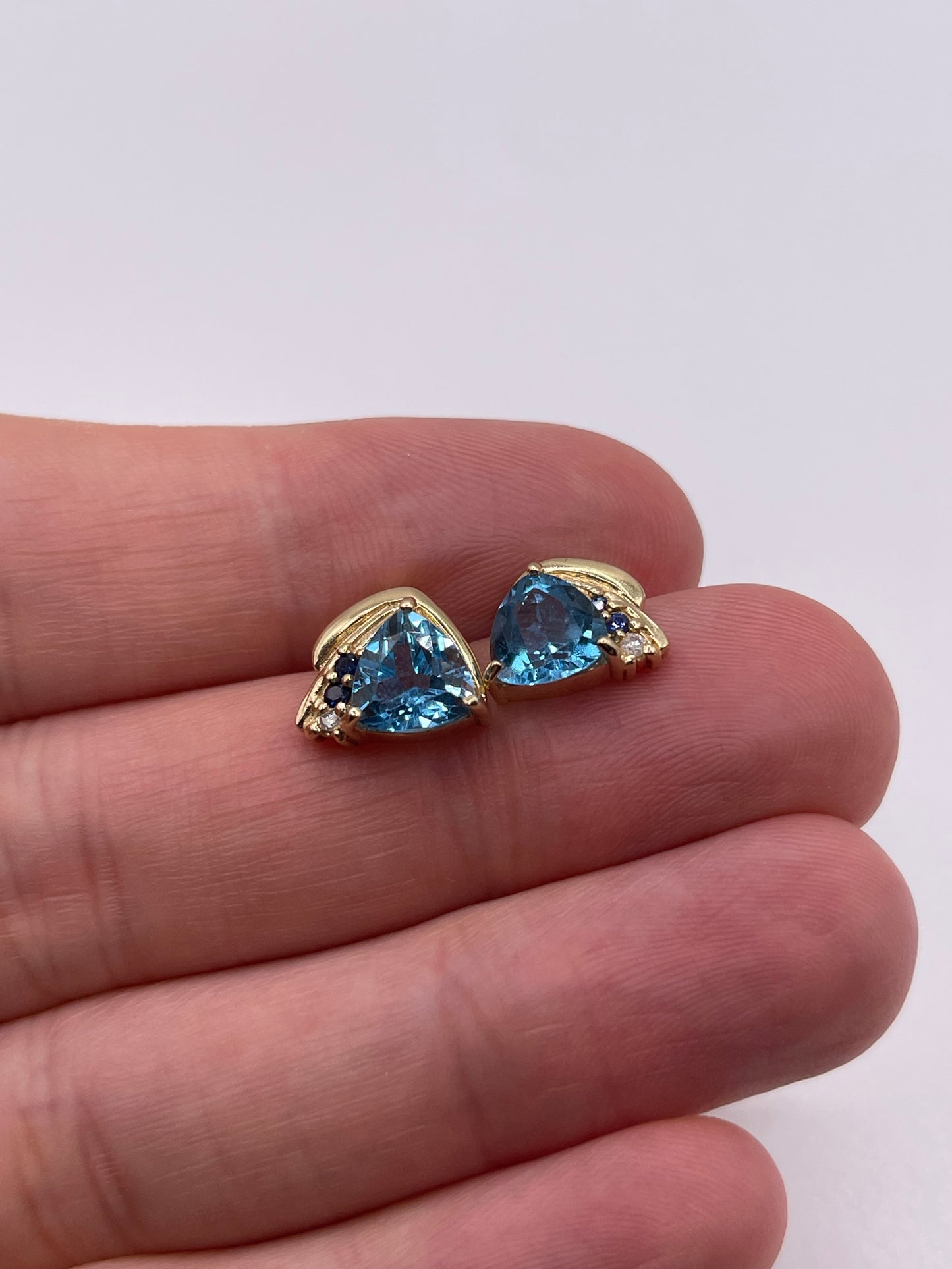 9ct gold topaz, sapphire and diamond earrings