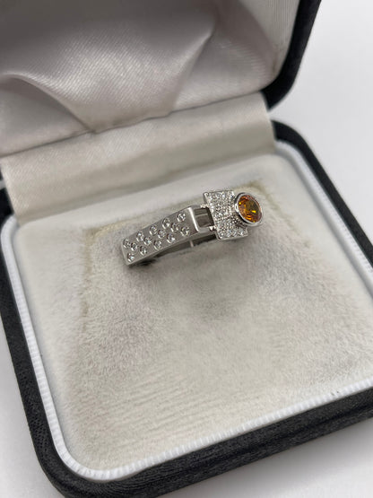 18ct white gold orange sapphire and diamond ring
