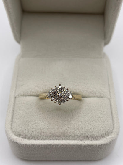 9ct gold diamond cluster ring