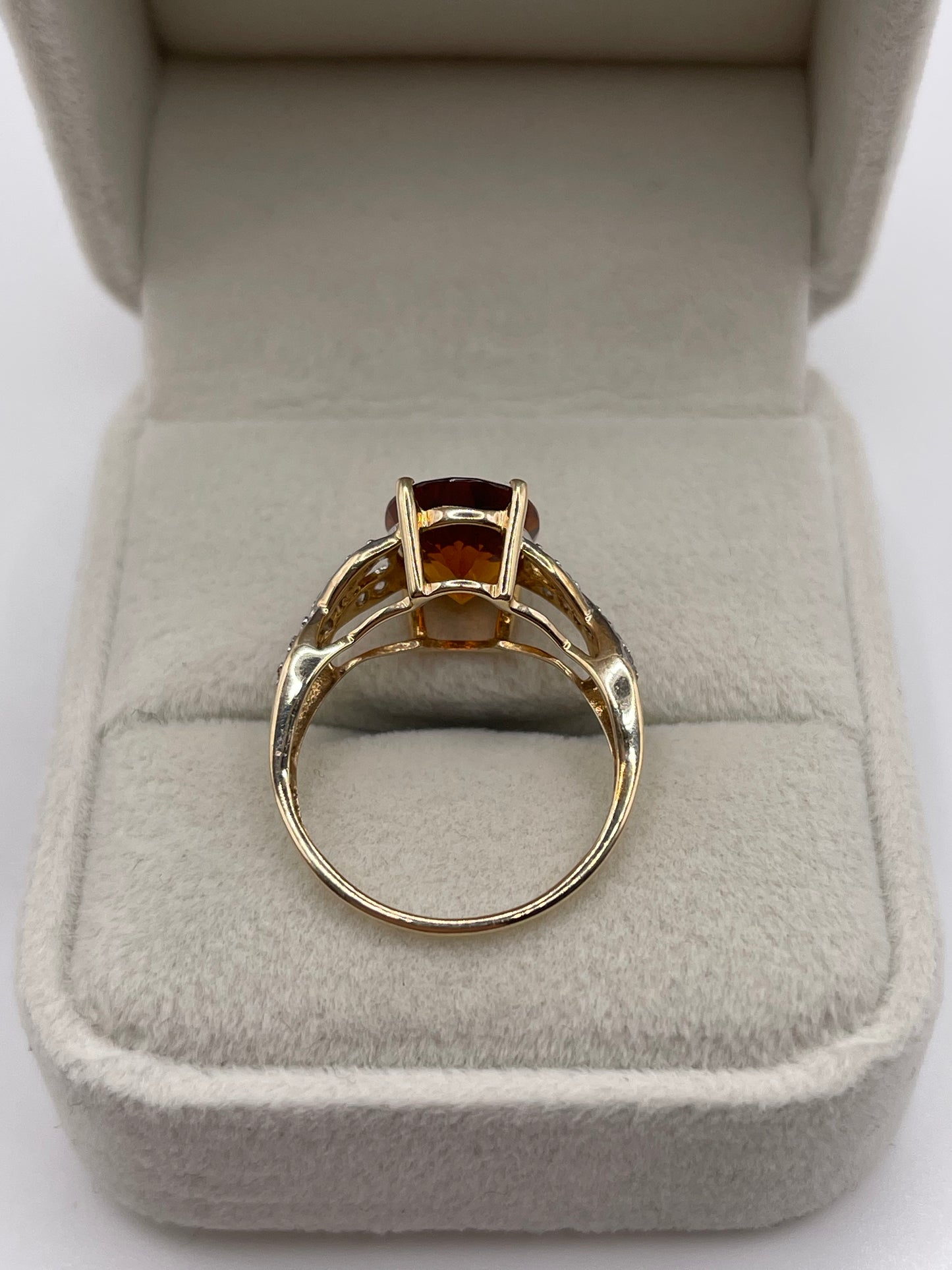 9ct gold citrine and zircon ring