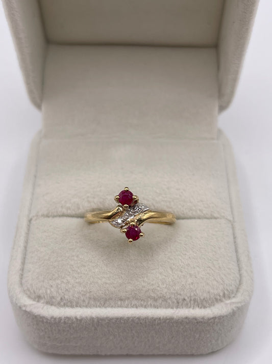 9ct gold ruby and diamond ring