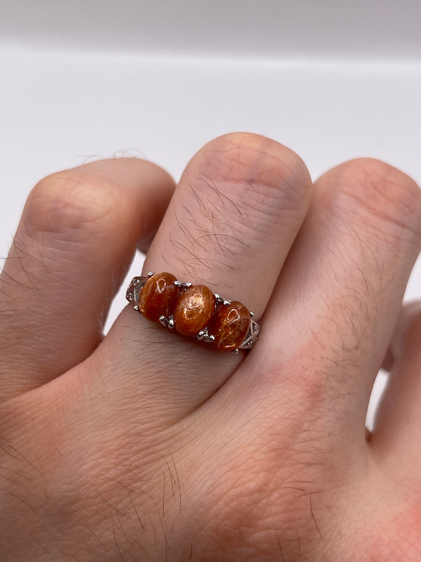 9ct white gold sandstone ring