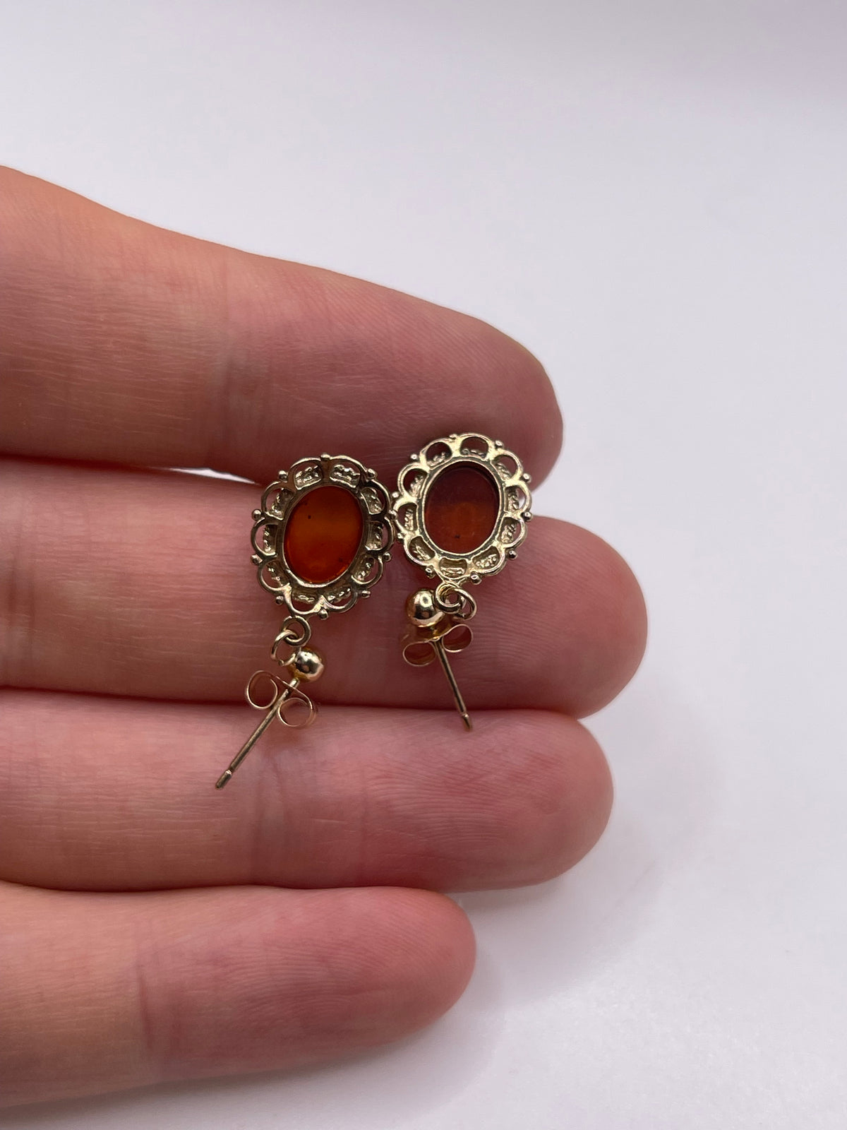 9ct gold amber earrings