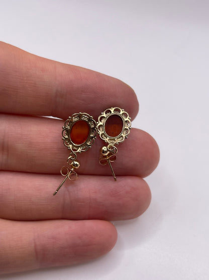 9ct gold amber earrings