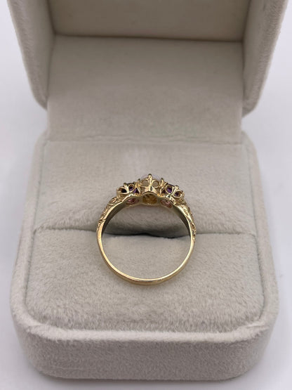 9ct gold opal and amethyst ring