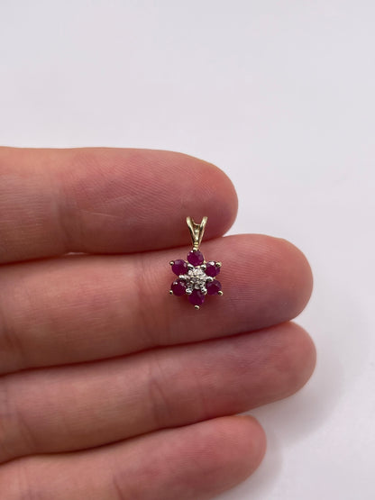 9ct gold ruby and diamond pendant