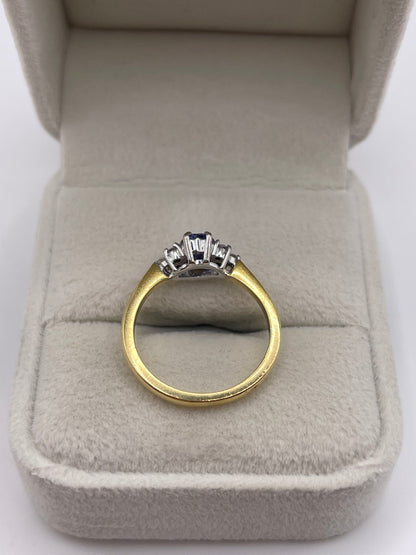 18ct gold tanzanite and diamond ring