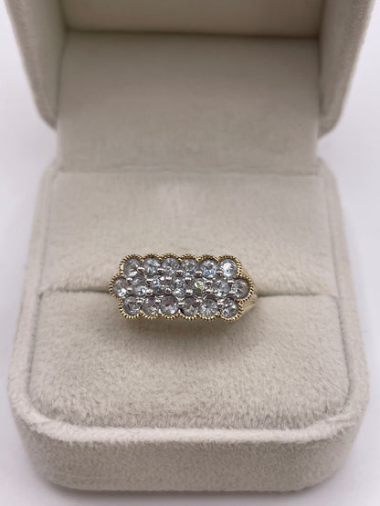 9ct gold aquamarine cluster ring