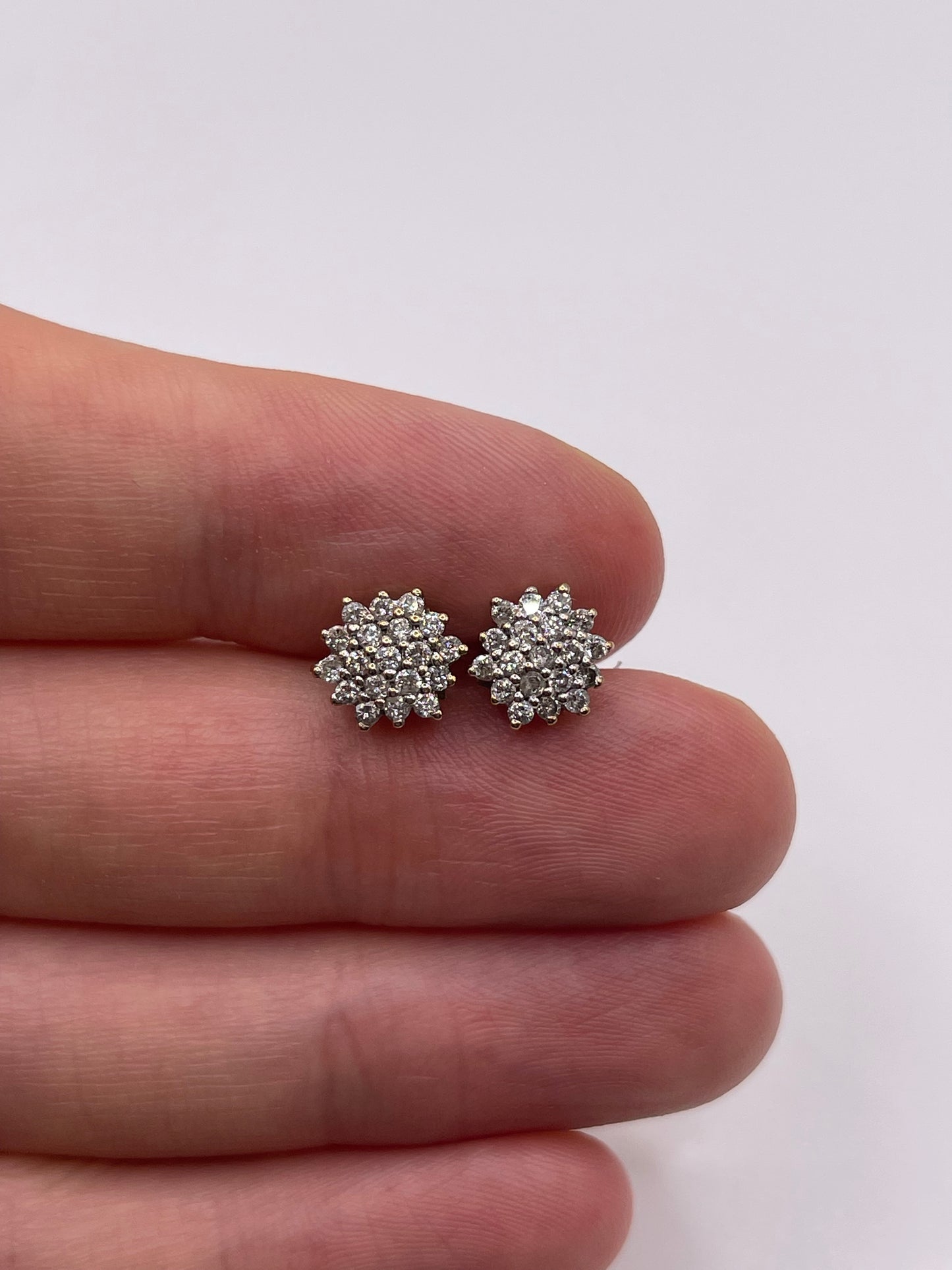 9ct gold diamond cluster earrings