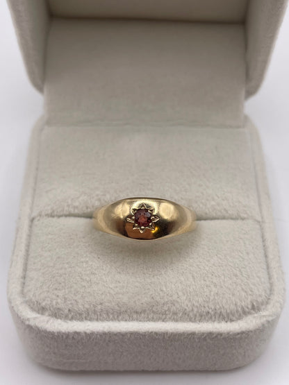 9ct gold garnet gypsy ring