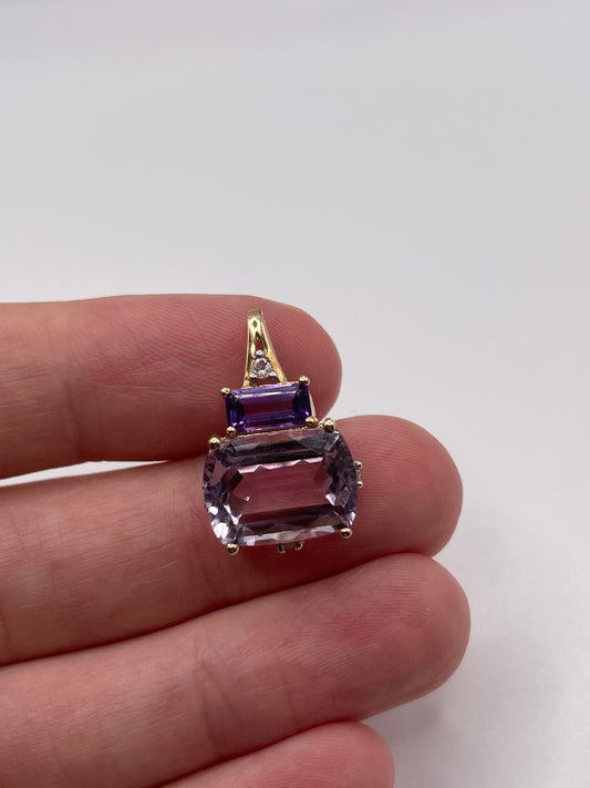 9ct gold amethyst and zircon pendant