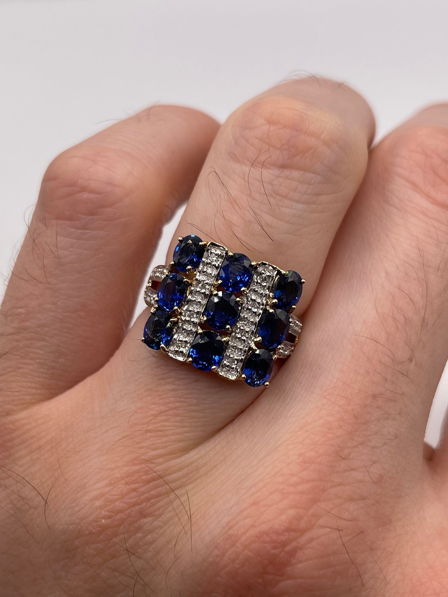 9ct gold kyanite and diamond ring