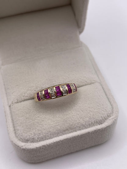 9ct gold ruby and diamond ring