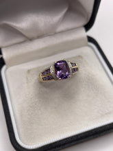 Load image into Gallery viewer, 9ct gold amethyst and diamond ring
