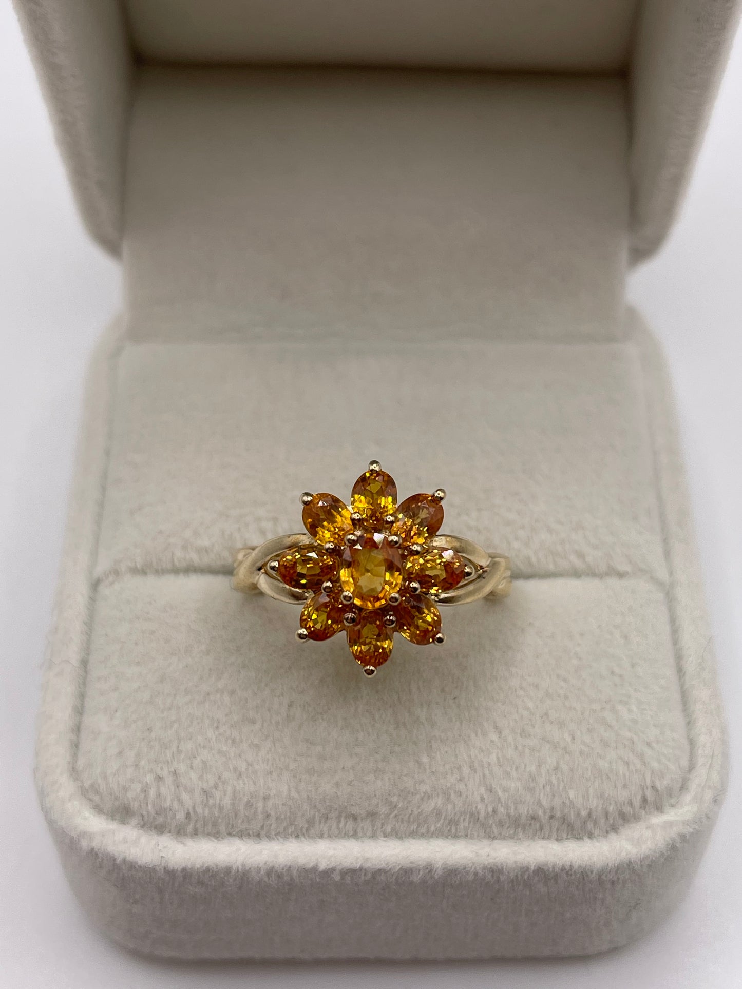 9ct gold orange sapphire cluster ring