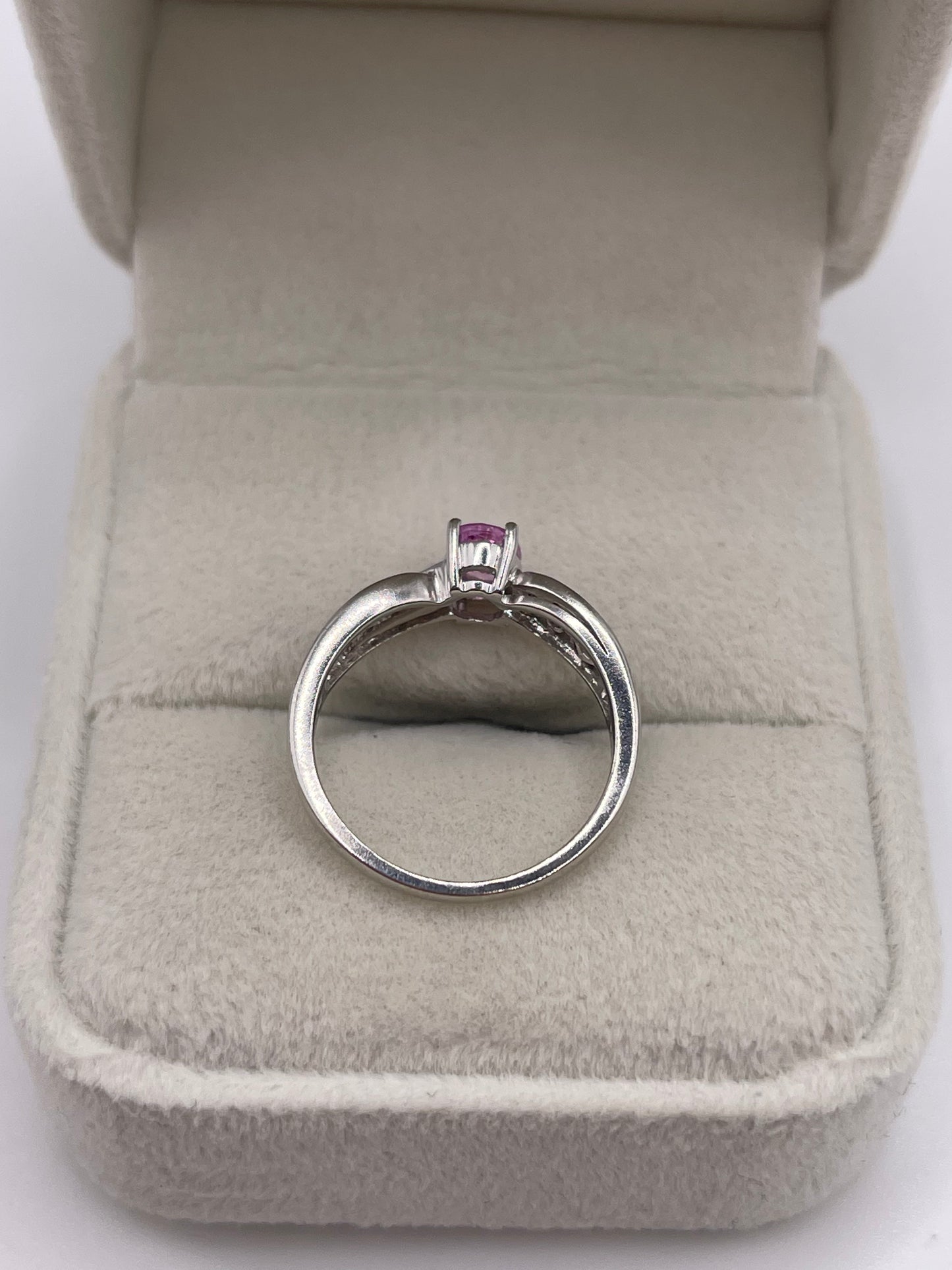 9ct white gold pink sapphire and diamond ring