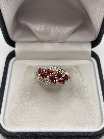 9ct gold ruby and diamond ring