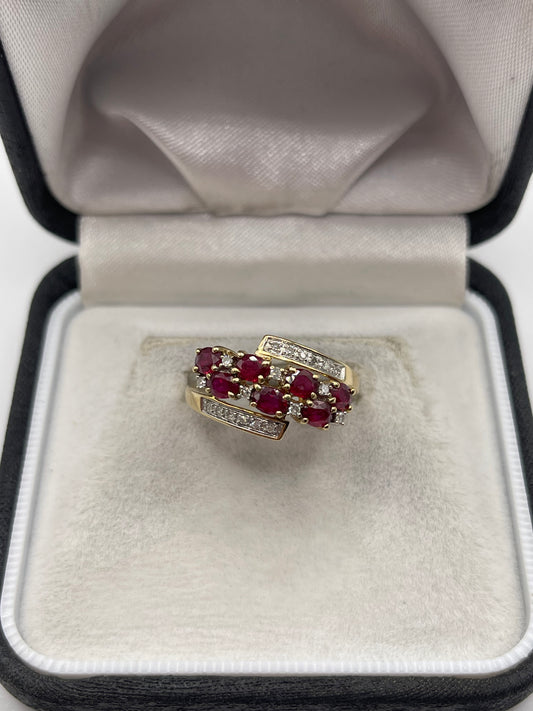 9ct gold ruby and diamond ring