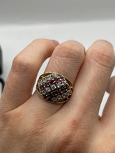 Load image into Gallery viewer, 9ct gold ruby and cz ring
