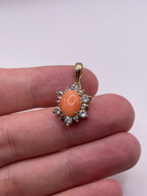 Load image into Gallery viewer, 9ct gold coral and topaz pendant
